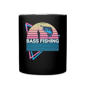 Bass Fishing Fischer Retro - Tasse einfarbig - Schwarz - Vorne