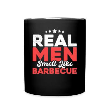 Les vrais hommes sentent le barbecue - Mug uni - noir - Devant