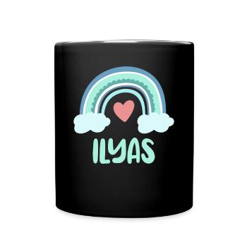 Ilyas Name Regenbogen Baby - Tasse einfarbig - Schwarz - Vorne