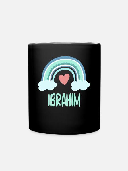Ibrahim Name Rainbow Baby - Full Colour Mug - black