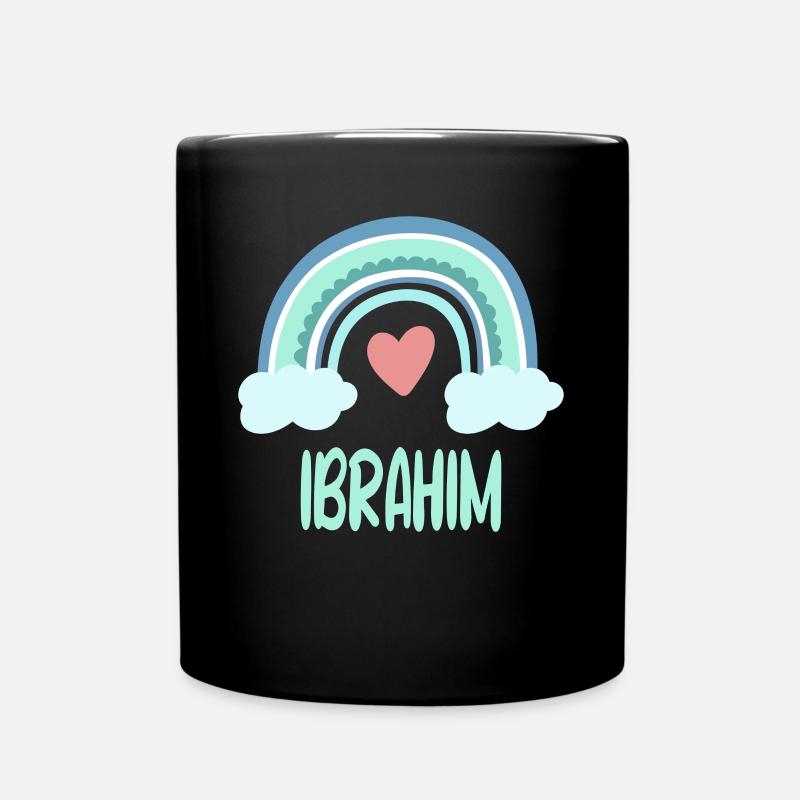 Ibrahim Name Rainbow Baby - Full Colour Mug - black