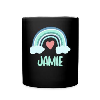 Jamie Name Rainbow Baby - Full Colour Mug - black - Front