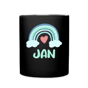 Jan Name Rainbow Baby - Full Colour Mug - black - Front