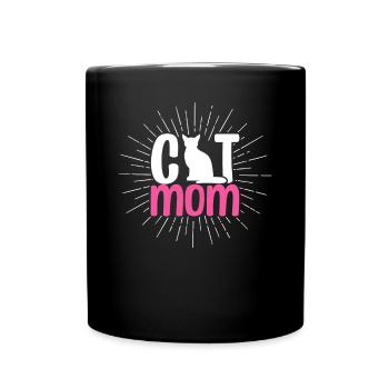 Cat Mom - Tasse einfarbig - Schwarz - Vorne