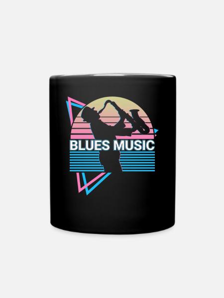 Blues Music Retro - Full Colour Mug - black