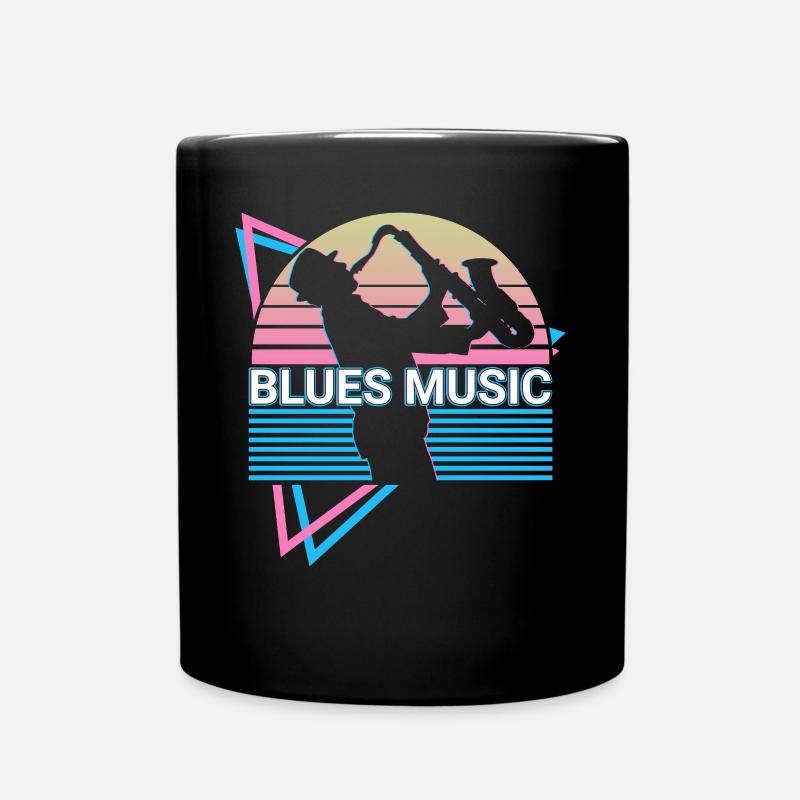 Blues Music Retro - Full Colour Mug - black