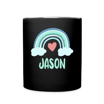 Jason Name Rainbow Baby - Full Colour Mug - black - Front