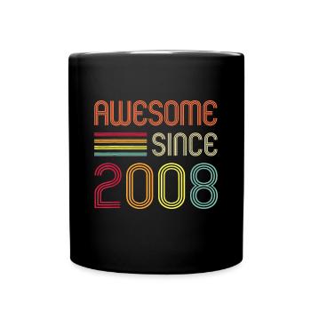 Genial seit 2008 14. Geburtstag retronovember - Tasse einfarbig - Schwarz - Vorne
