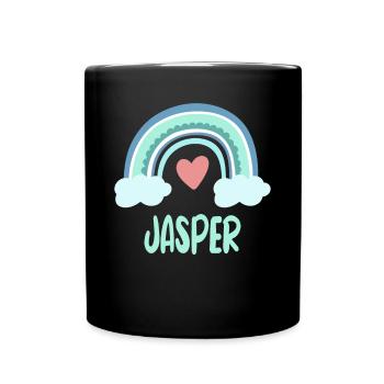 Jasper Name Regenbogen Baby - Tasse einfarbig - Schwarz - Vorne