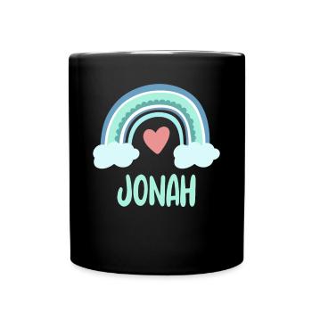 Jonah Name Regenbogen Baby - Tasse einfarbig - Schwarz - Vorne