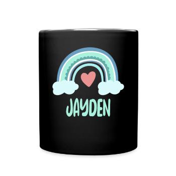 Jayden Name Rainbow Baby - Full Colour Mug - black - Front