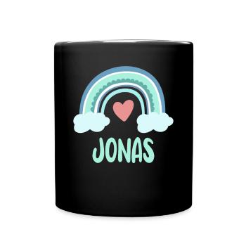 Jonas Name Regenbogen Baby - Tasse einfarbig - Schwarz - Vorne