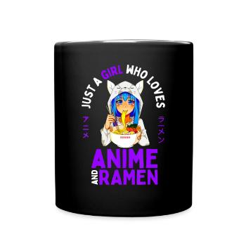 Just a Girl Who Loves Anime and Ramen Women Teen G - Full Colour Mug - black - Front