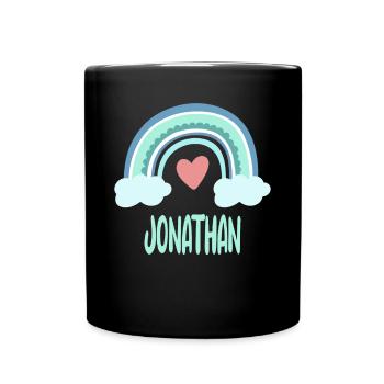 Jonathan Name Regenbogen Baby - Tasse einfarbig - Schwarz - Vorne