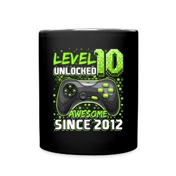 Level 10 Freigeschaltet Fantastisches 2012 Videospiel 10th Bir - Tasse einfarbig - Schwarz - Vorne