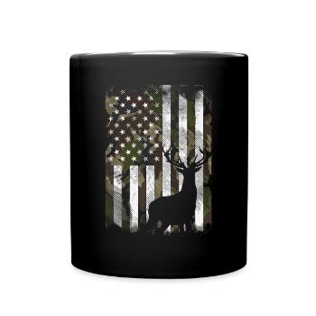 Camo US Flag Cerf Elk Buck Camoflage Chasse Hunte - Mug uni - noir - Devant