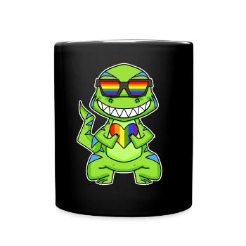 LGBT Animal Dinosaur Rainbow Heart - Full Colour Mug - black - Front