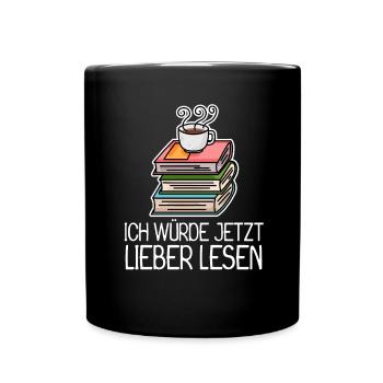 Lesen Buch Bücher Leser Geschenk - Tasse einfarbig - Schwarz - Vorne