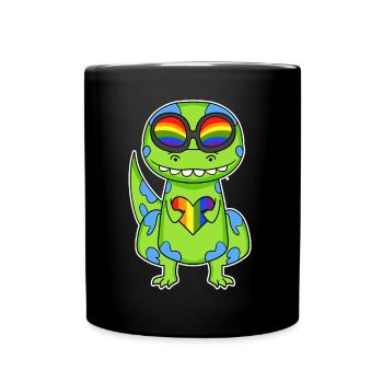 LGBT Animal Dinosaur Rainbow Heart - Full Colour Mug - black - Front