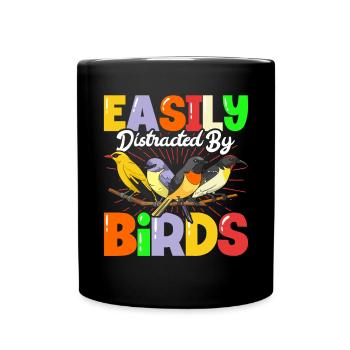 Facilement distendu par les oiseaux - Mug uni - noir - Devant