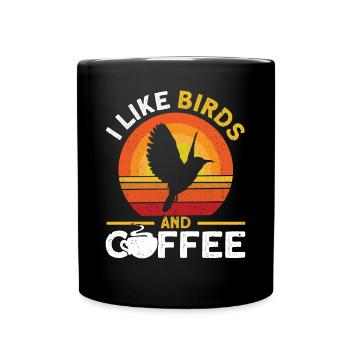 J’aime les oiseaux et le café - Mug uni - noir - Devant