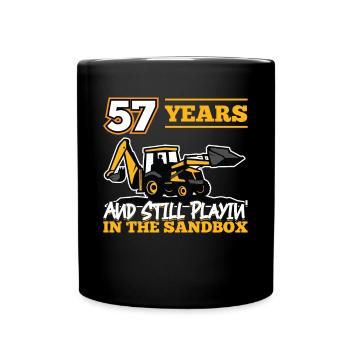 57 Jahre - 57 Jahre Alt - 57. Geburtstag - Bagger - Tasse einfarbig - Schwarz - Vorne