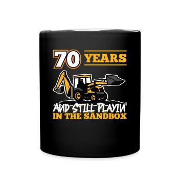 70 Jahre - 70 Jahre Alt - 70. Geburtstag - Bagger - Tasse einfarbig - Schwarz - Vorne