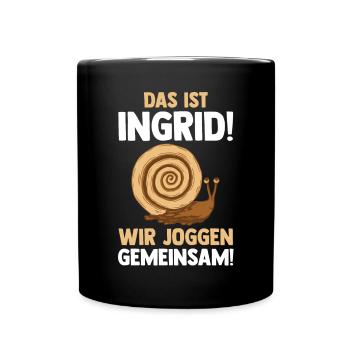 Das Ist Gerda Wir Joggen Gemeinsam Schnecke - Tasse einfarbig - Schwarz - Vorne