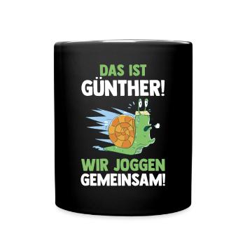 Das Ist Gerda Wir Joggen Gemeinsam Schnecke - Tasse einfarbig - Schwarz - Vorne