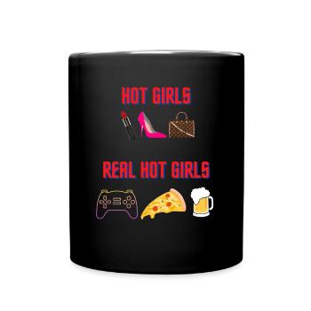 Hot Girls Vs. Real Hot Girls Lipstick vs. Pizza - Tasse einfarbig - Schwarz - Vorne