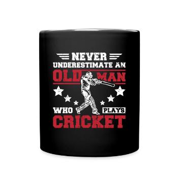 Never underestimate an old man who plays cricket - Tasse einfarbig - Schwarz - Vorne