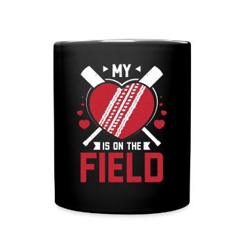 My heart is on the cricket field - Tasse einfarbig - Schwarz - Vorne