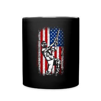 Usa American Flag Patriotic Cricket 4th of july - Tasse einfarbig - Schwarz - Vorne