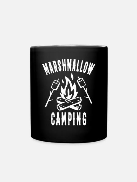 Marshmallow Camping Grillen Campen - Tasse einfarbig - Schwarz