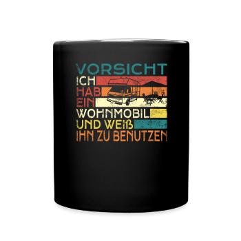 Camper Geschenkidee Camping - Tasse einfarbig - Schwarz - Vorne