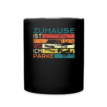 Camper Geschenkidee Camping - Tasse einfarbig - Schwarz - Vorne