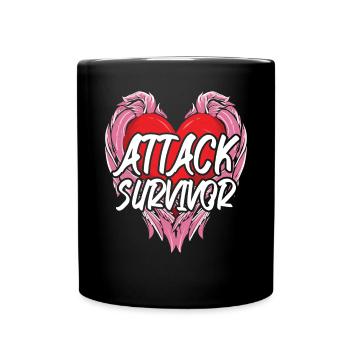 Heart Attack Survivor Heart Angel Wings - Full Colour Mug - black - Front
