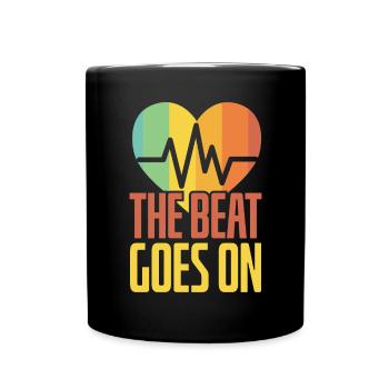 The Beat Goes On Heart Attack Survivor - Full Colour Mug - black - Front
