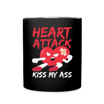 Heart Attack Survivor Kiss My Ass - Full Colour Mug - black - Front