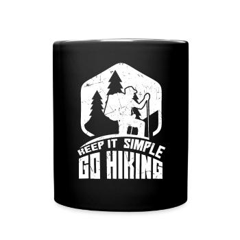 Keep it Simple Go Hiking Vintage Distressed - Full Colour Mug - black - Front