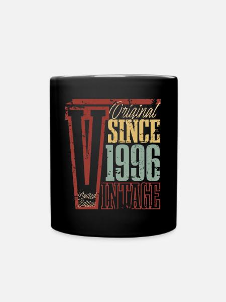 1996 Geburtstag Geburtsjahr Baujahr Vintage Retro - Tasse einfarbig - Schwarz