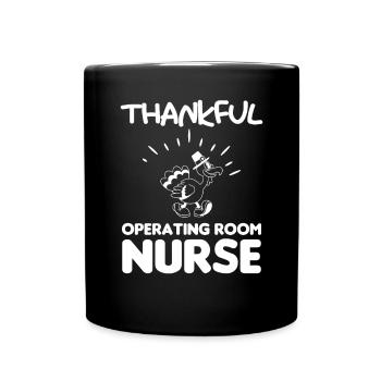 Dankbare OP-Krankenschwester Thanksgiving RN - Tasse einfarbig - Schwarz - Vorne