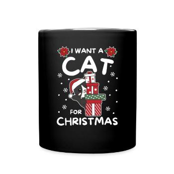I want a cat for Christmas cute cats - Full Colour Mug - black - Front