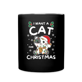 I want a cat for Christmas cute cats - Full Colour Mug - black - Front