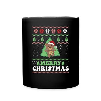 Joyeux Noël rétro moche ours de Noël - Mug uni - noir - Devant