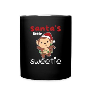Monkey Christmas Santa's little sweetie - Full Colour Mug - black - Front