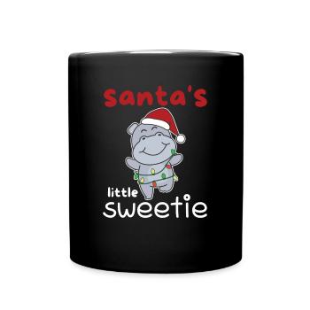 Hippo Christmas Santa's little sweetie - Full Colour Mug - black - Front