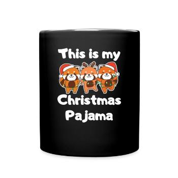 Rote Panda Weihnachts Schlafanzug - Tasse einfarbig - Schwarz - Vorne