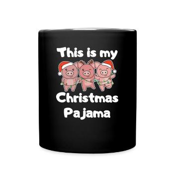Pig Christmas Pajamas Cute Pigs - Full Colour Mug - black - Front