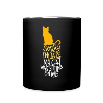Désolé d’être en retard Mon chat était assis sur moidésolé im la - Mug uni - noir - Devant